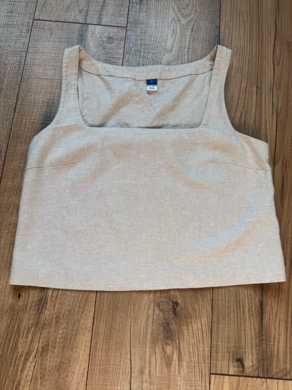 Old Navy Square-Neck Linen Tank Top in Light Beige